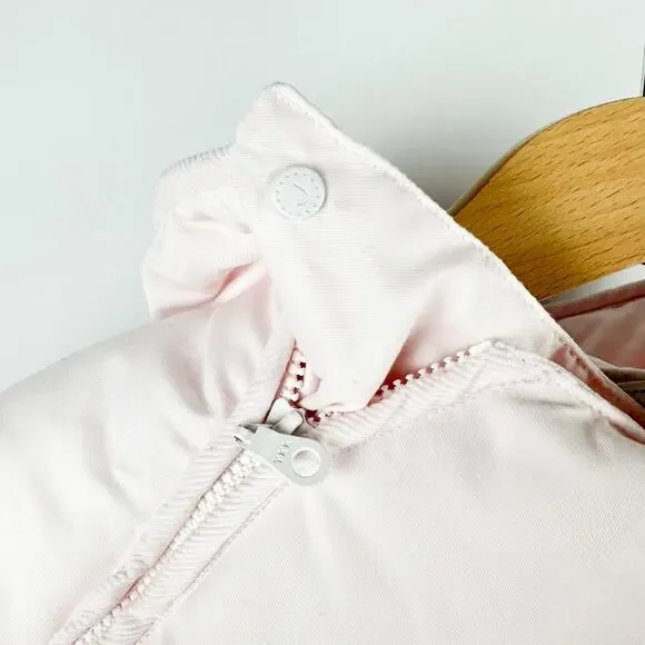 Janie and Jack Footed Zip Snow Suit Hooded‎ Light Pink Mittens Size 3-6 months